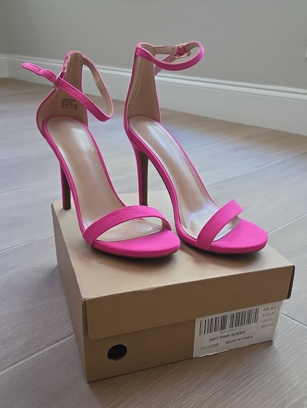 Hot Pink Ankle-Strap Stiletto Sandals